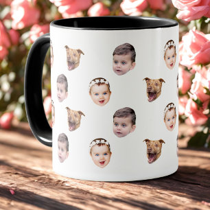 Custom Face, Unique Family Gift, 3 Photos Face Mug