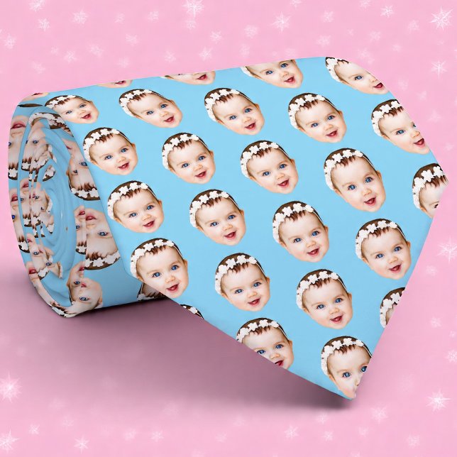 Custom Face, Unique Family Gift 3 Photos Face Neck Tie (Creator Uploaded)
