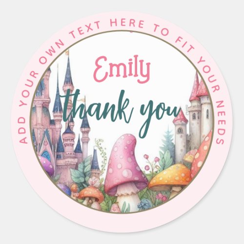 Custom Fairy Pink Princess Fairytale Fairycore Classic Round Sticker