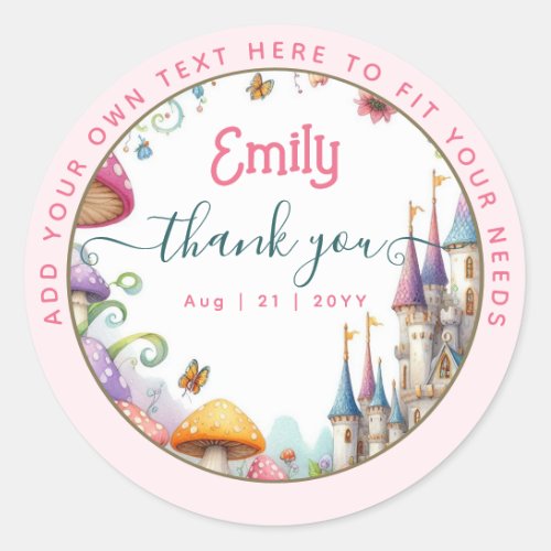 Custom Fairy Pink Princess Fairytale Fairycore Classic Round Sticker