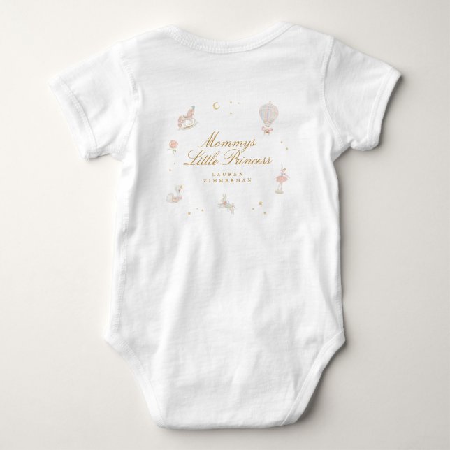 Custom Fairytale Little Princess Pink Girl Baby Bodysuit (Back)