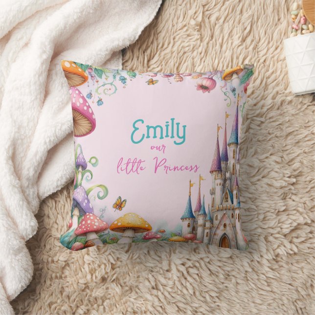 Custom Fairytale Princess Girls Birthday Fairycore Throw Pillow (Blanket)
