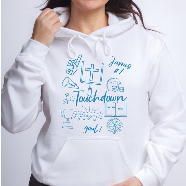 Custom Faith Football Touchdown Hoodie (Personalize with name & number)