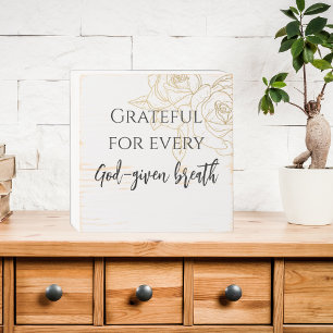 Custom Faith Motivational Quote with Gold Roses Wooden Box Sign