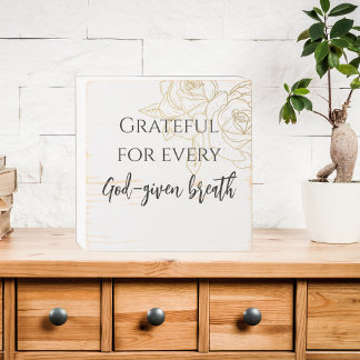 Custom Faith Motivational Quote with Gold Roses Wooden Box Sign