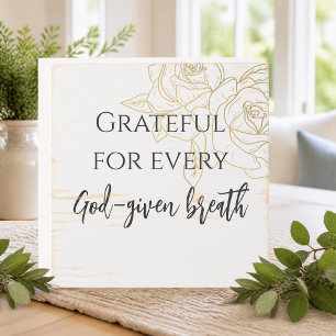 Custom Faith Motivational Quote with Gold Roses Wooden Box Sign