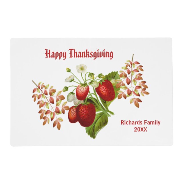 Custom Fall & Autumn Berry Foliage Paper  Placemat (Front)