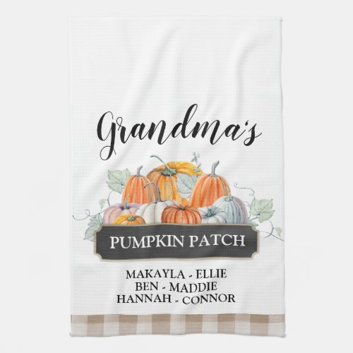 Custom Fall Decor Grandmas Pumpkin Patch Kitchen Towel