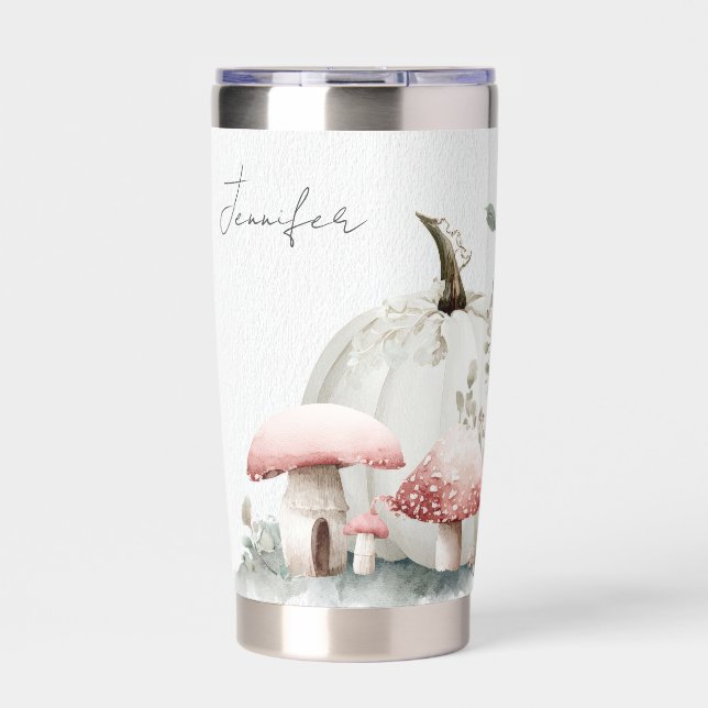 custom fall design with flowers and pumpkins insulated tumbler (Front)