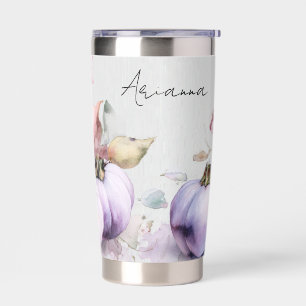 custom fall design with flowers and pumpkins insulated tumbler