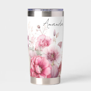 custom fall design with flowers and pumpkins insulated tumbler