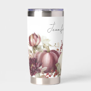 custom fall design with flowers and pumpkins insulated tumbler