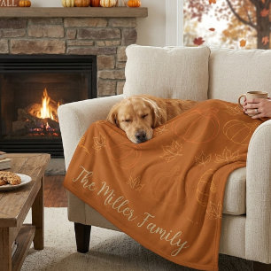 Custom Fall Family Name Fleece Personalized Blanket