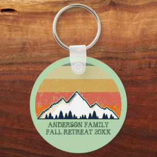 Custom Fall Family Reunion Sunset Mountain Trip Keychain