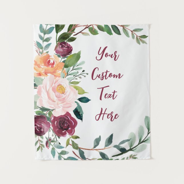 Custom Fall Floral Wedding Reception Photo Prop Tapestry (Front)