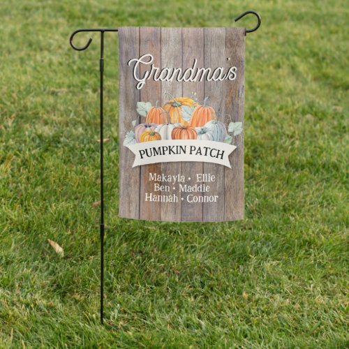 Custom Fall Grandmas Pumpkin Patch Grand Kids Garden Flag