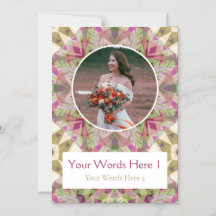 Custom Fall Green Pink Star Wedding Thank You Card