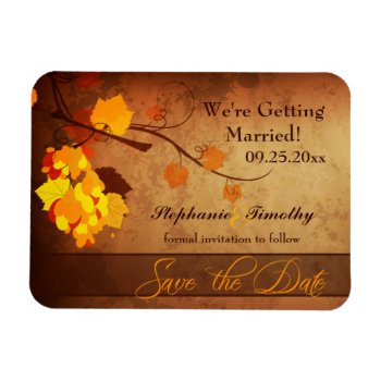 Custom Fall Leave Distressed Save The Date Magnet by Jamene at Zazzle