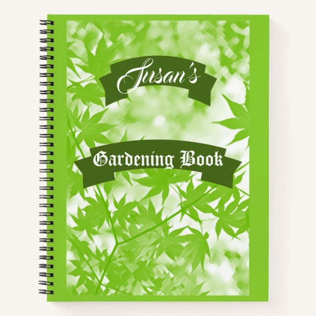 Custom Fall Maple Leaf Artistic Elegant Gardening Notebook (Front)