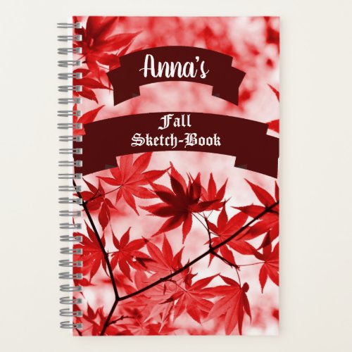 Custom Fall Maple Leaves Artistic Colorful Elegant Notebook