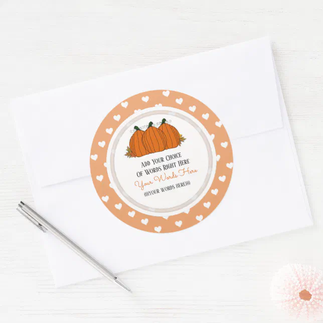 Custom Fall Pumpkin Classic Round Sticker | Zazzle