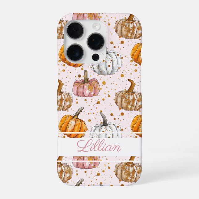 Custom Fall Pumpkin pattern Iphone Case (Back)