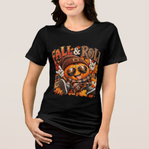 Custom Fall Pumpkin T Shirt, Graphic Tri-Blend Shirt