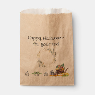 Custom Fall Pumpkin Wheelbarrow Party Favor Bags