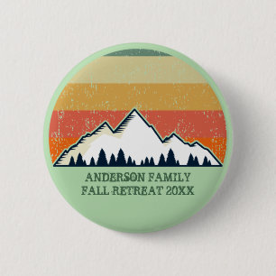 Custom Fall Retreat Sunset Mountain Party Button