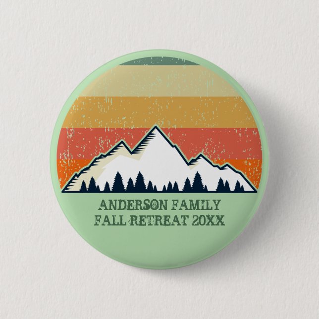 Custom Fall Retreat Sunset Mountain Party Button (Front)