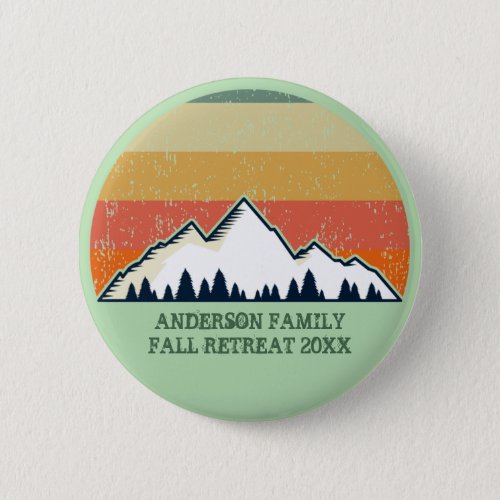 Custom Fall Retreat Sunset Mountain Party Button