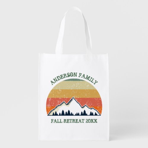 Custom Fall Retreat Sunset Mountain Party Grocery Bag