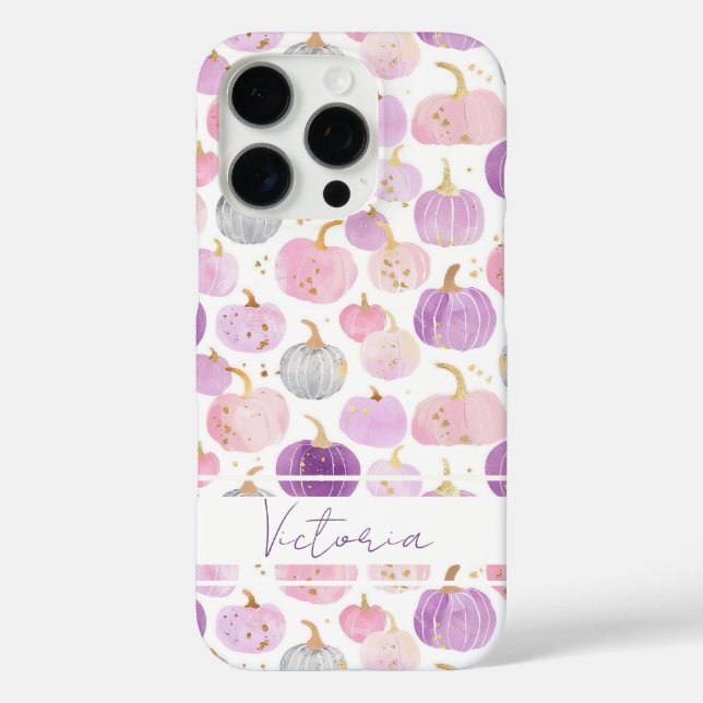 Custom Fall Watercolor Pumpkin pattern Case-Mate iPhone Case (Back)