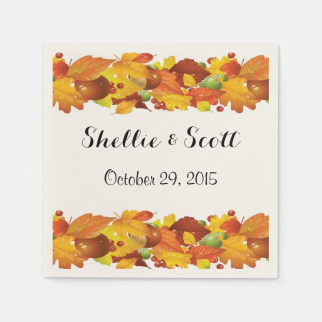 Custom Fall Wedding Napkins Template (Front)