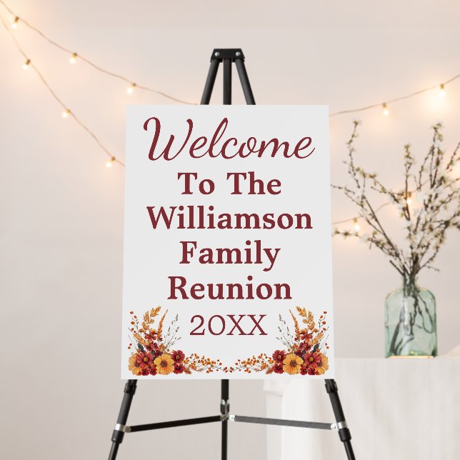 Custom Fall Wildflower Family Reunion Welcome Sign (In Situ (Stand))