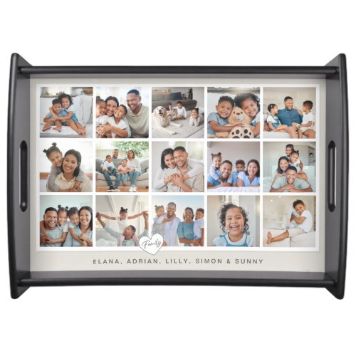 Custom Family 15 Photo Collage Gallery Serving Tray