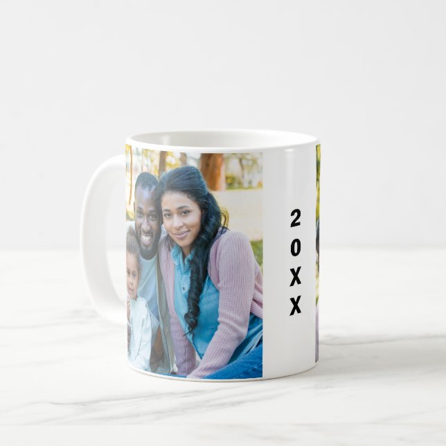 Custom Family 2 Photo 2 sides Mug with Year (Front Left)