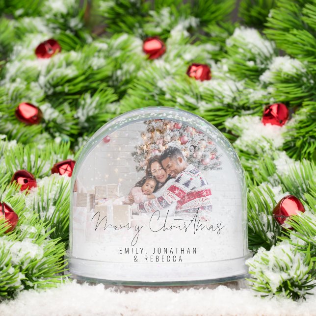 Custom Family 2 Photos Merry Christmas  Snow Globe (Christmas)