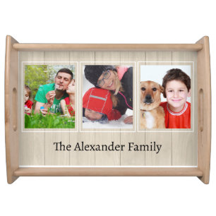 Custom Family 3-Photo Serving Tray