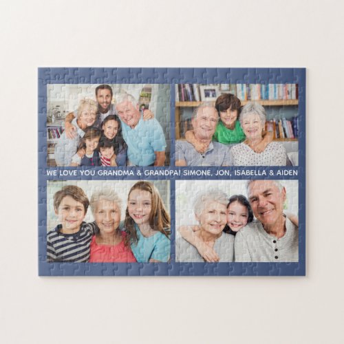 Custom Family 4 Photo Collage Custom Text  Color Jigsaw Puzzle