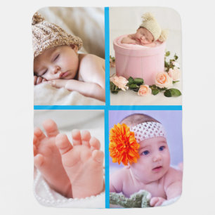  Custom Family 4 Photo Collage Template Baby Blanket