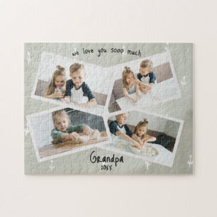 Custom Family 4 Photo Create Your Own Grandpa Jigsaw Puzzle
