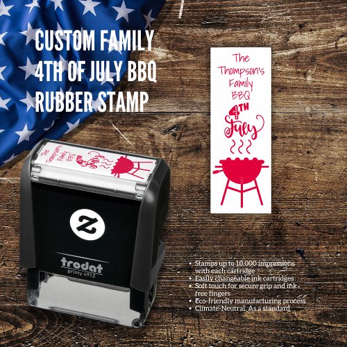 Custom Family 4th of July BBQ Rubber Stamp