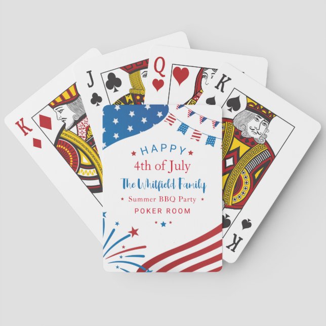Custom Family 4th of July Party Games Room Poker Cards (Back)
