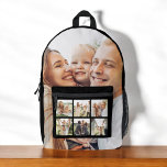 Custom Family 7 Photo Collage Black Printed Backpack<br><div class="desc">Upgrade your corporate style with the Modern Black Business Logo Corporate Printed Backpack. This sleek and professional backpack features a contemporary black design, customizable with your business logo for a personalized touch. Crafted from durable materials, it offers spacious compartments, including a padded laptop sleeve, sturdy zippers, and convenient side pockets....</div>