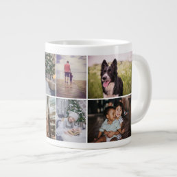 Custom Family 8 Photo Collage Holiday Keepsake Giant Coffee Mug