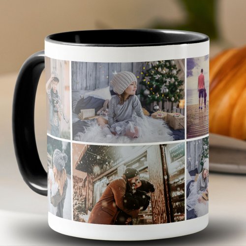 Custom Family 8 Photo Collage Holiday Keepsake Mug