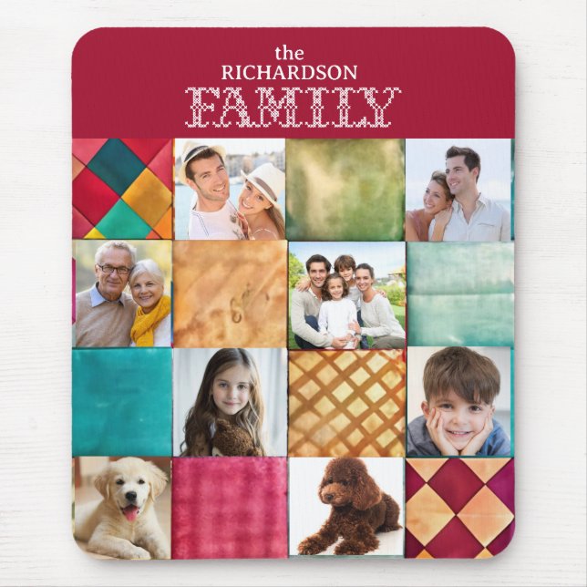 Custom Family 8 Photo Collage Mousepad (Front)