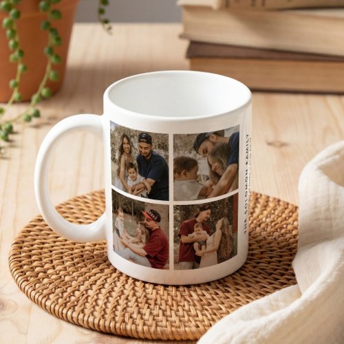 Custom Family 8 Photo Collage & Text Coffee Mug