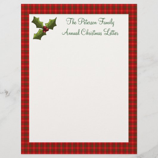 Custom Family Annual Christmas Letter (Front)